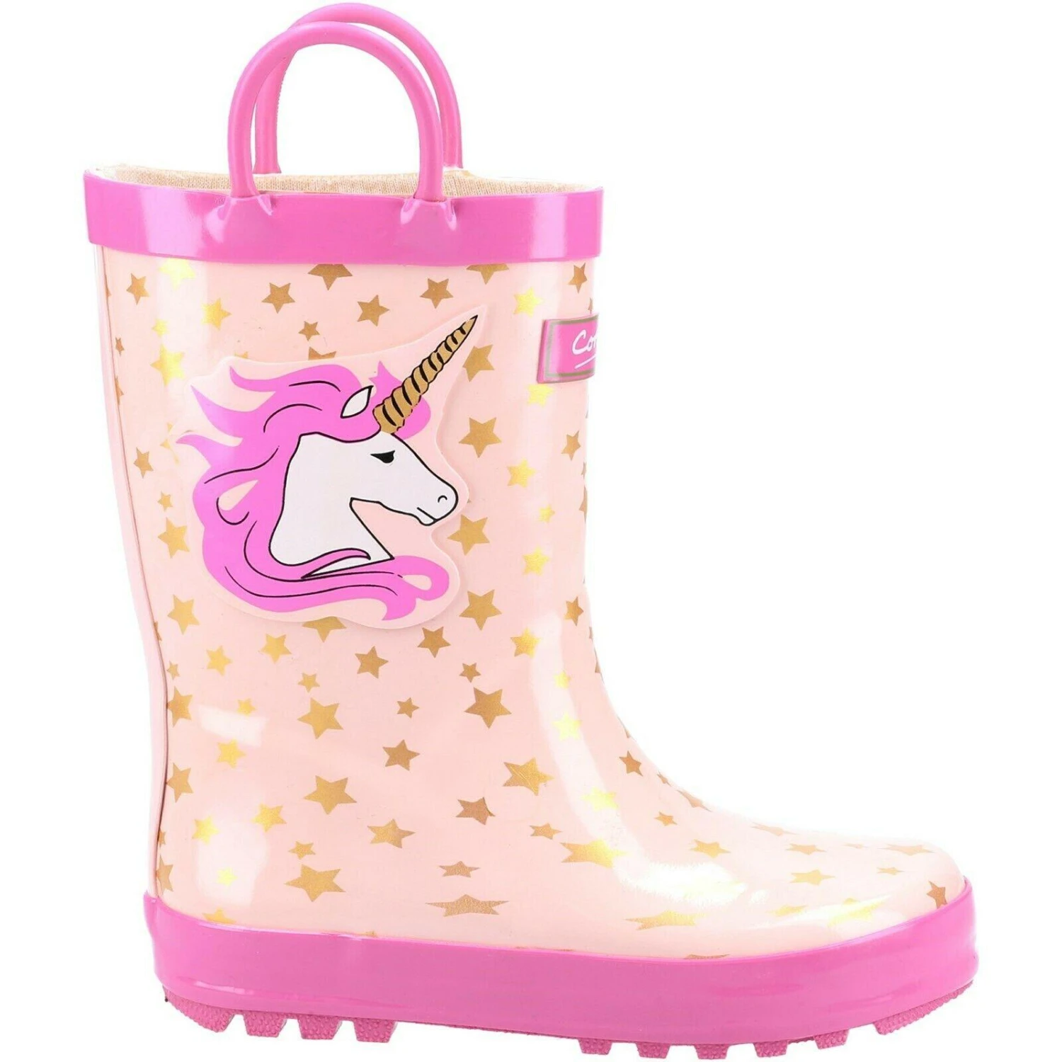 Cotswold Childrens/Kids Puddle Unicorn Wellington Boots (Pink) - Image 3