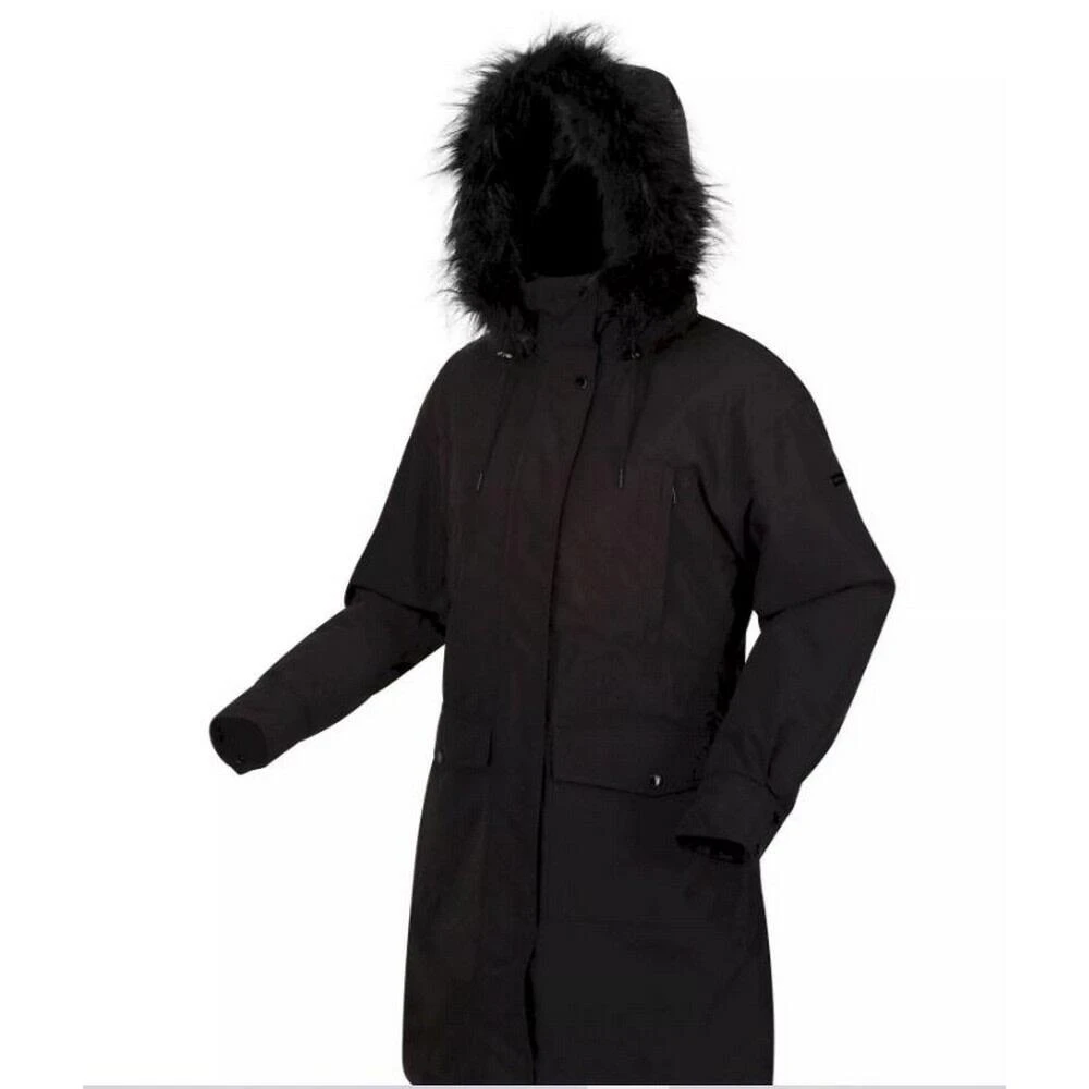 Regatta Womens/Ladies Shiloh Faux Fur Trim Parka (Black) - Image 3