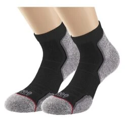 Mens Recycled Running Ankle Socks (Pack Of 2) (Black/Grey)