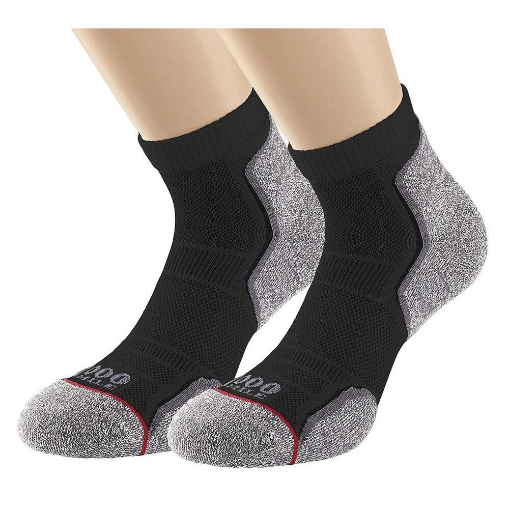 Mens Recycled Running Ankle Socks (Pack Of 2) (Black/Grey)