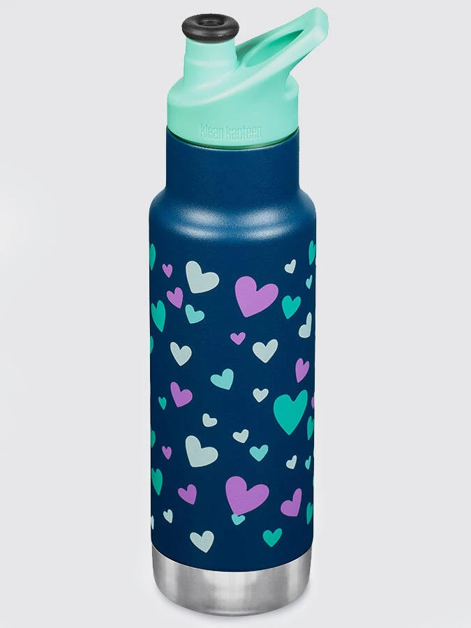 Klean Kanteen Kid Insulated Classic Narrow Sport Cap 12oz (355ml) - Navy Hearts - Image 2