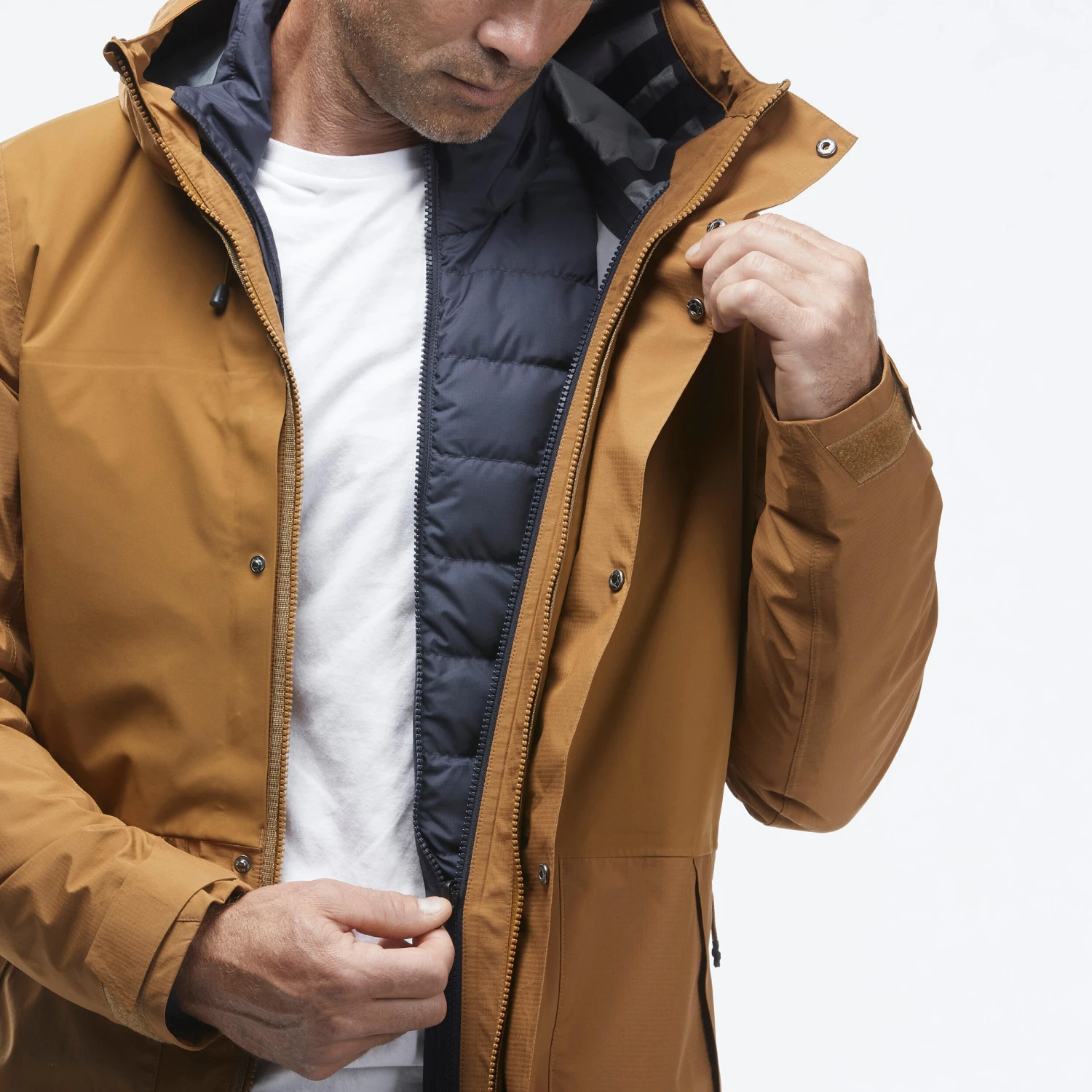 Men's Travel Trekking 3-in-1 Waterproof Jacket TRAVEL 900 COMPACT -10 °C - Image 11