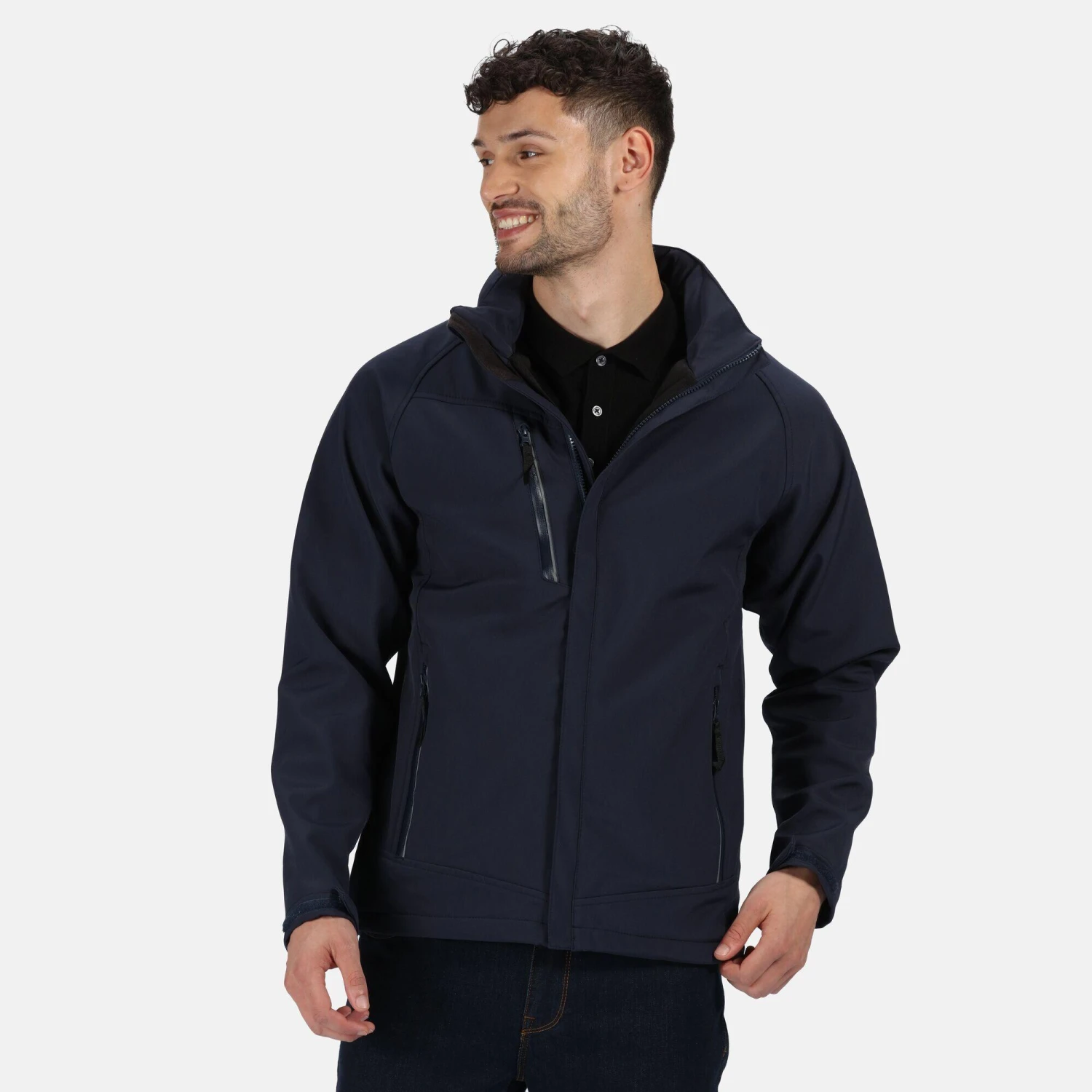 Regatta Mens Apex Soft Shell Jacket (Navy) - Image 3